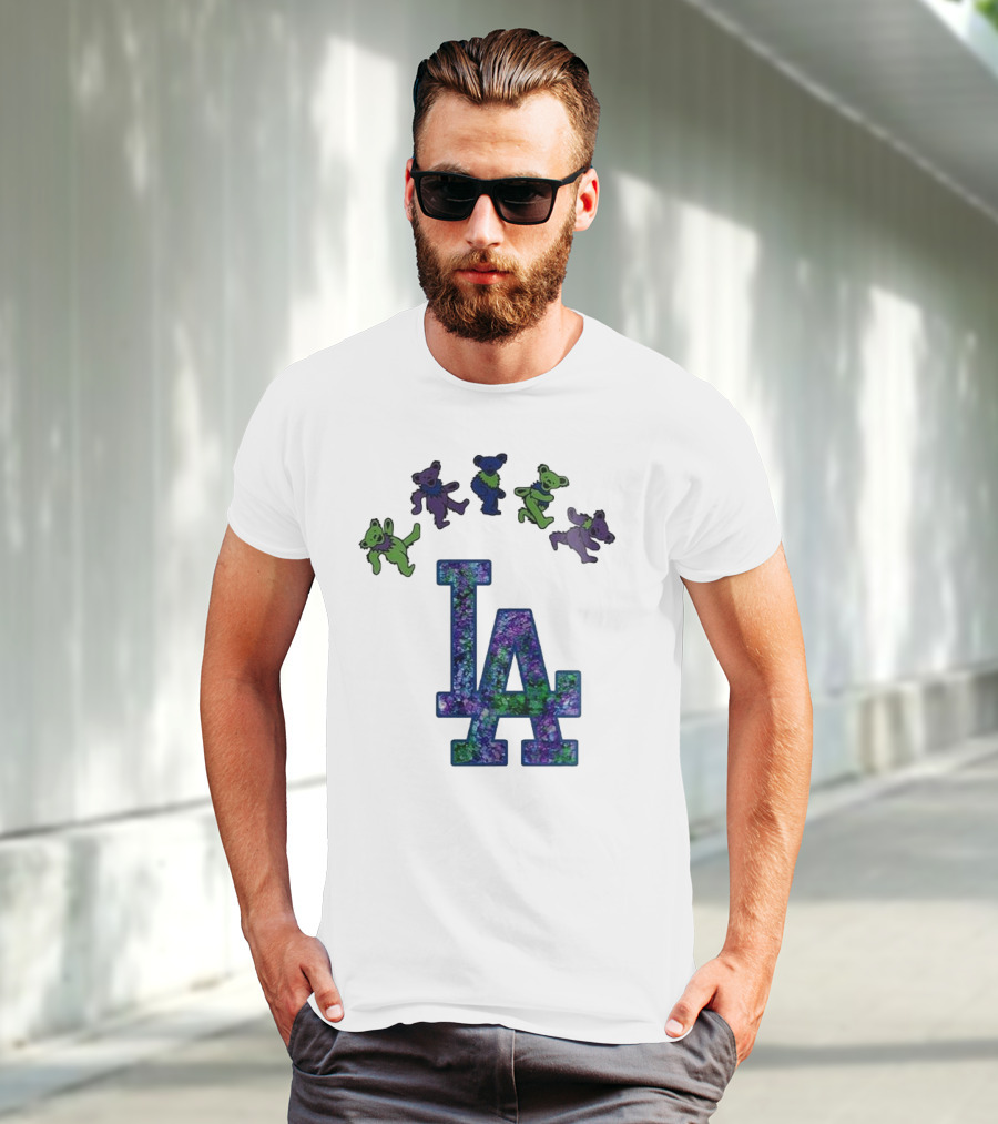 Los Angeles Dodgers Grateful Dead Night 2025 LA Logo Dancing Bears T-Shirt