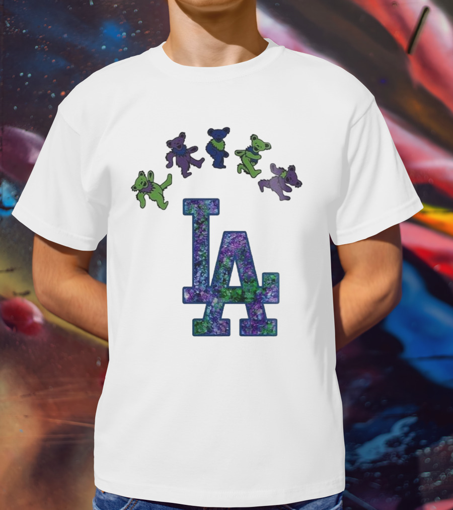 Los Angeles Dodgers Grateful Dead Night 2025 LA Logo Dancing Bears T-Shirt