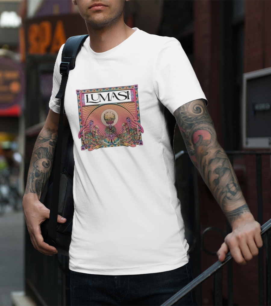 Lumasi Psychedelic Sun And Moon With Floral Elements T-Shirt