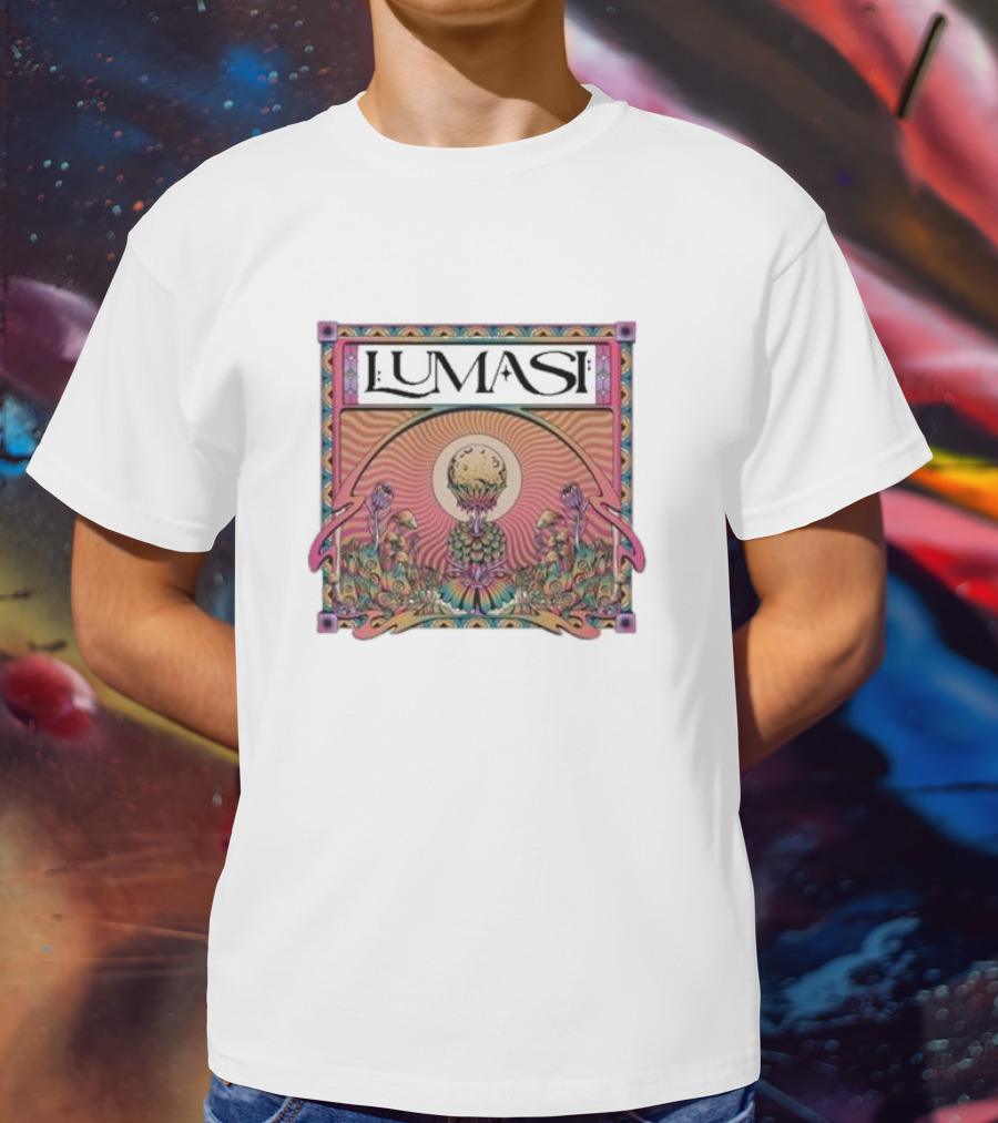 Lumasi Psychedelic Sun And Moon With Floral Elements T-Shirt