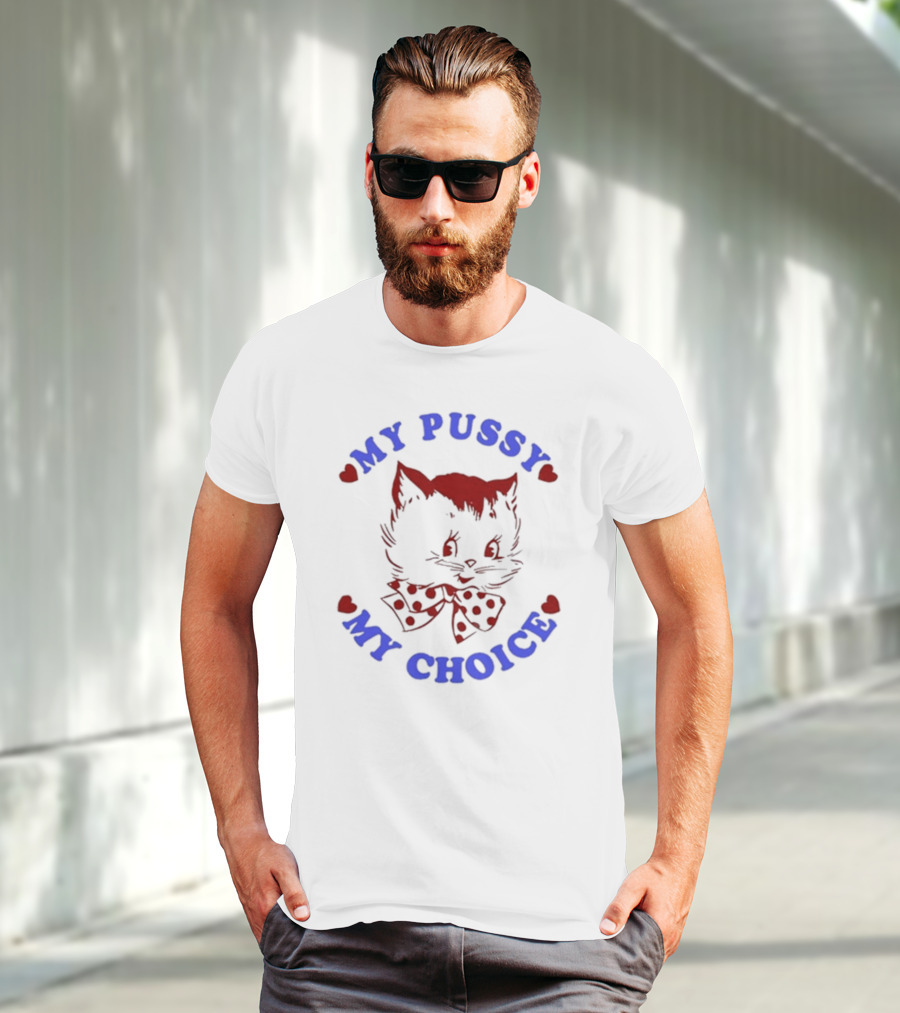 Maison Rapito My Pussy My Choice Cat Drawing And Polka Dot Bow T-Shirt