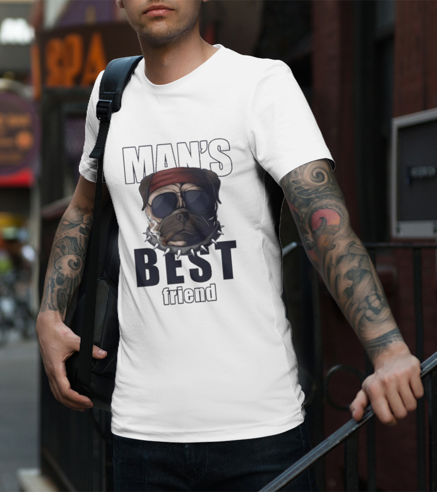 Man's Best Friend Bulldog With Bandana And Sunglasses T-Shirt