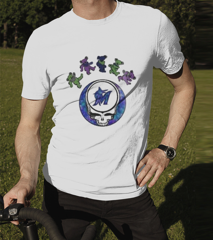 Miami Marlins Grateful Dead Night 2025 Skull Bears T-Shirt
