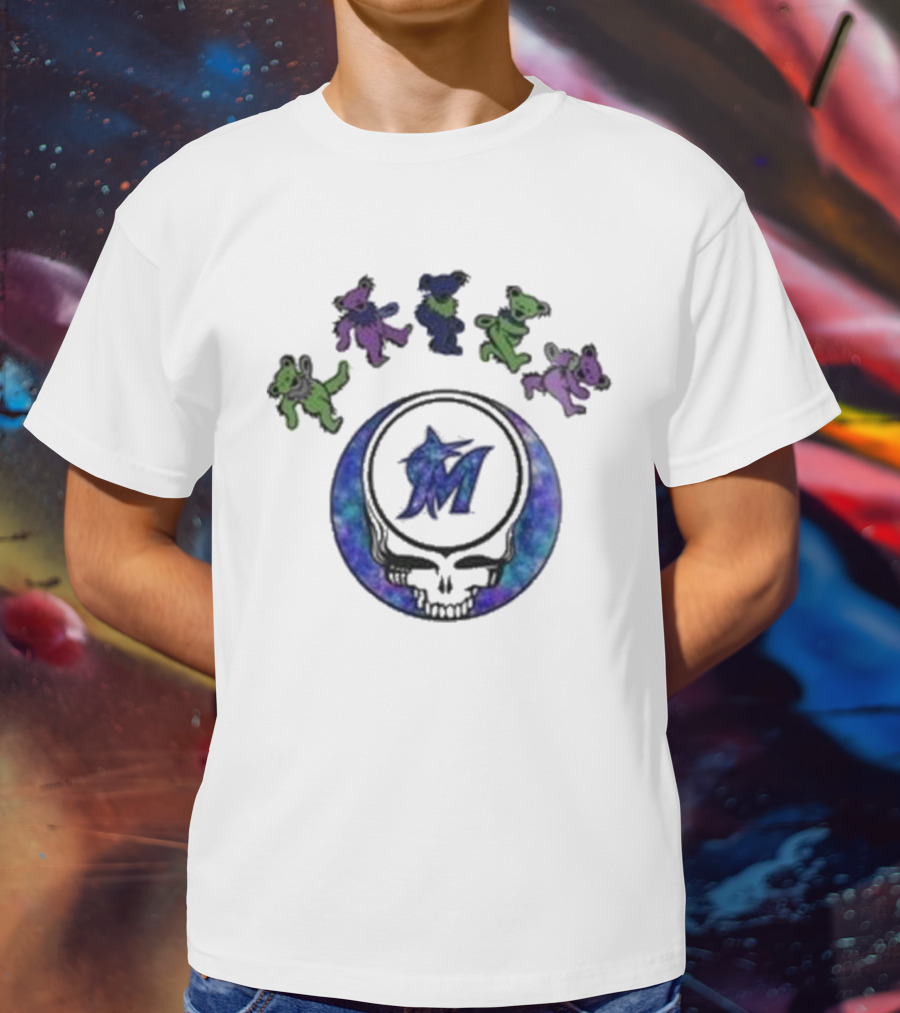 Miami Marlins Grateful Dead Night 2025 Skull Bears T-Shirt