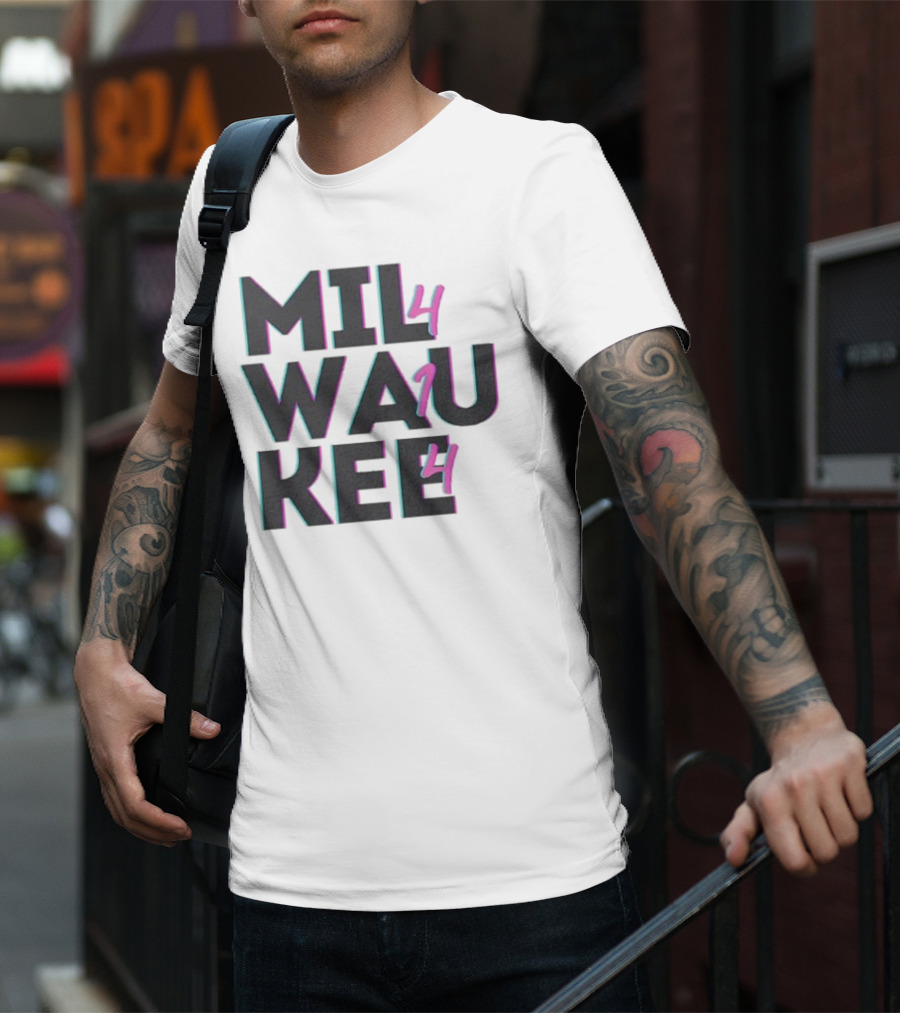 Milwaukee 414 Vintage Neon Typography Bold Statement T-Shirt