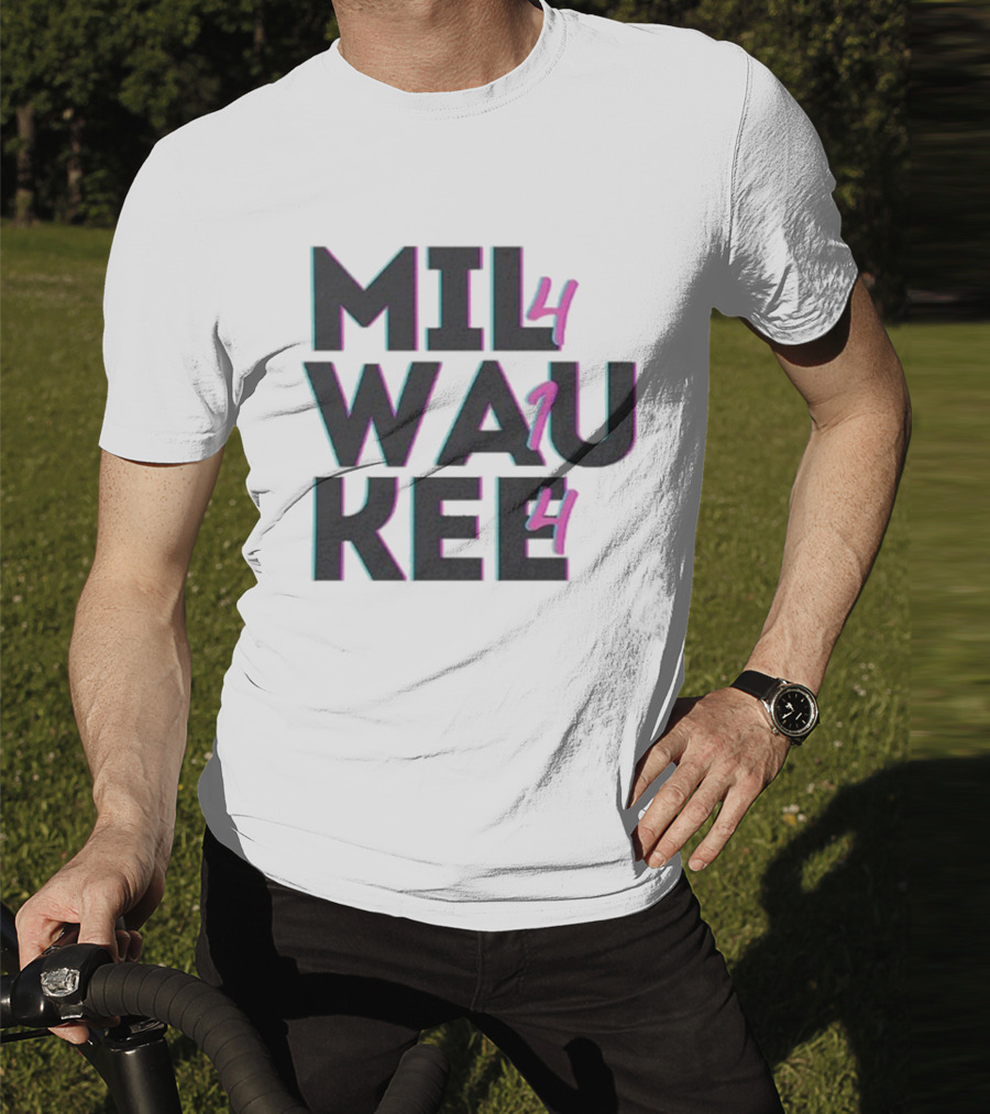 Milwaukee 414 Vintage Neon Typography Bold Statement T-Shirt
