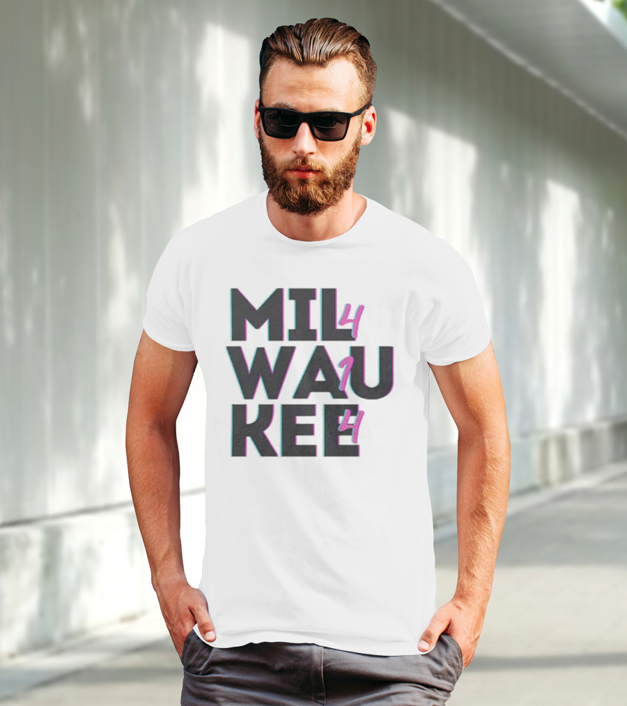 Milwaukee 414 Vintage Neon Typography Bold Statement T-Shirt