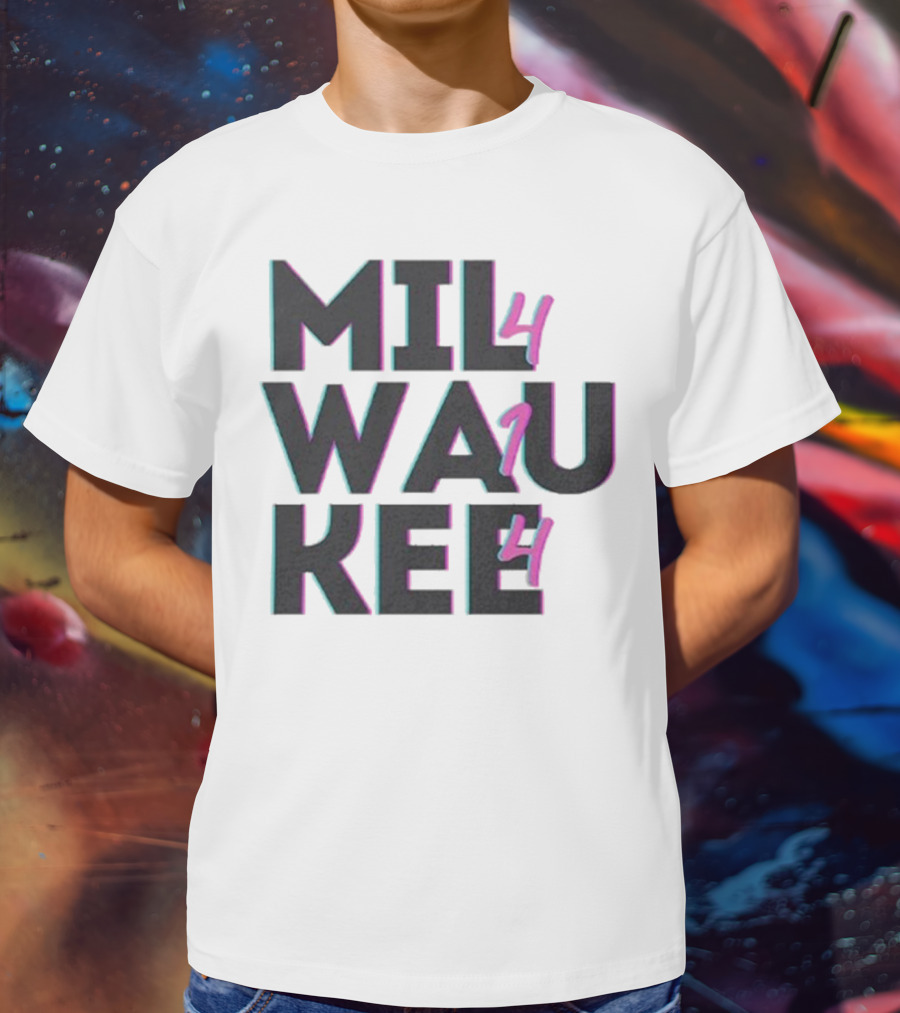 Milwaukee 414 Vintage Neon Typography Bold Statement T-Shirt