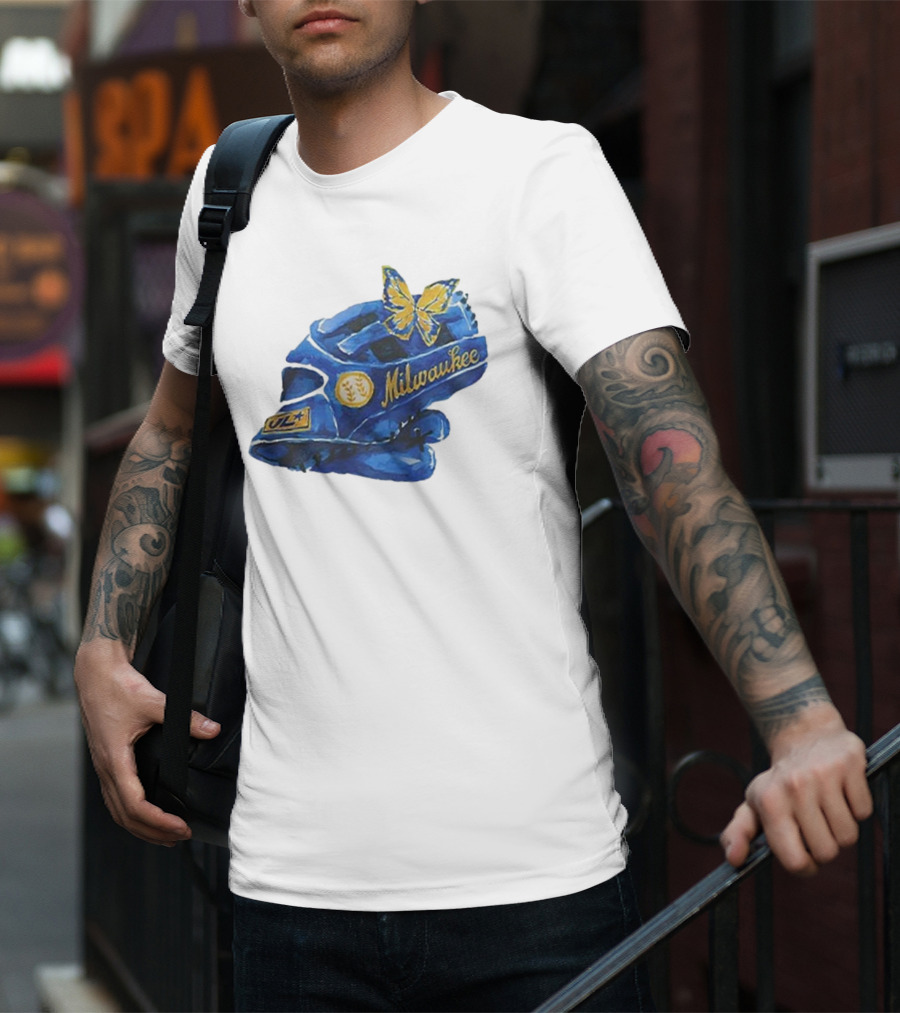 Milwaukee Brewers Hupy And Abraham Day Catcher's Mask With Butterfly And Key Symbols T-Shirt