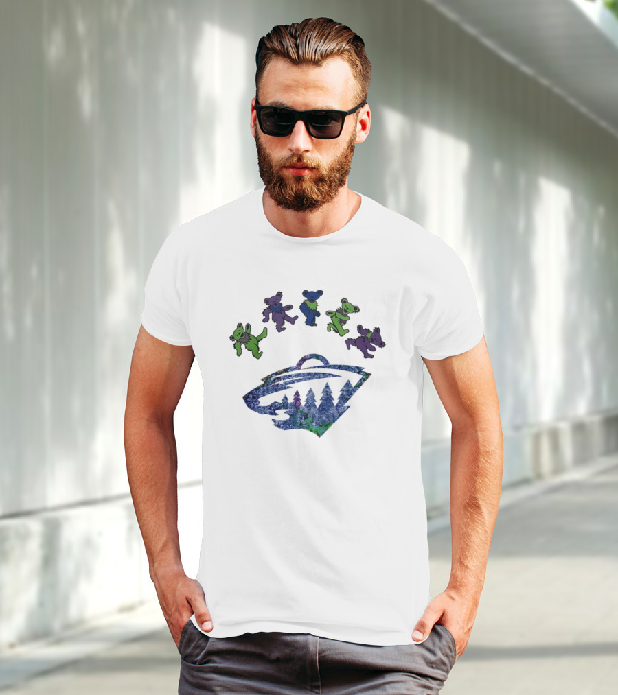 Minnesota Wild NHL Grateful Dead Night 2025 Dancing Bears Hockey T-Shirt