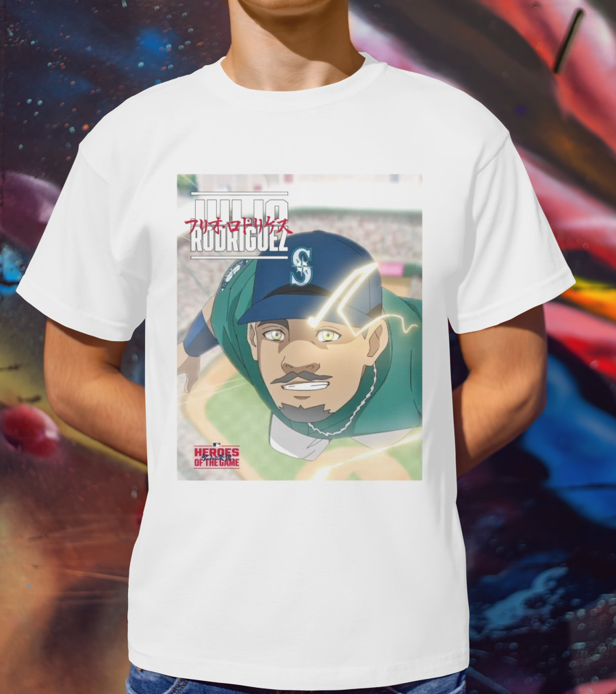 Seattle Mariners Julio Rodriguez Anime Heroes Of The Game MLB J-Rod T-Shirt