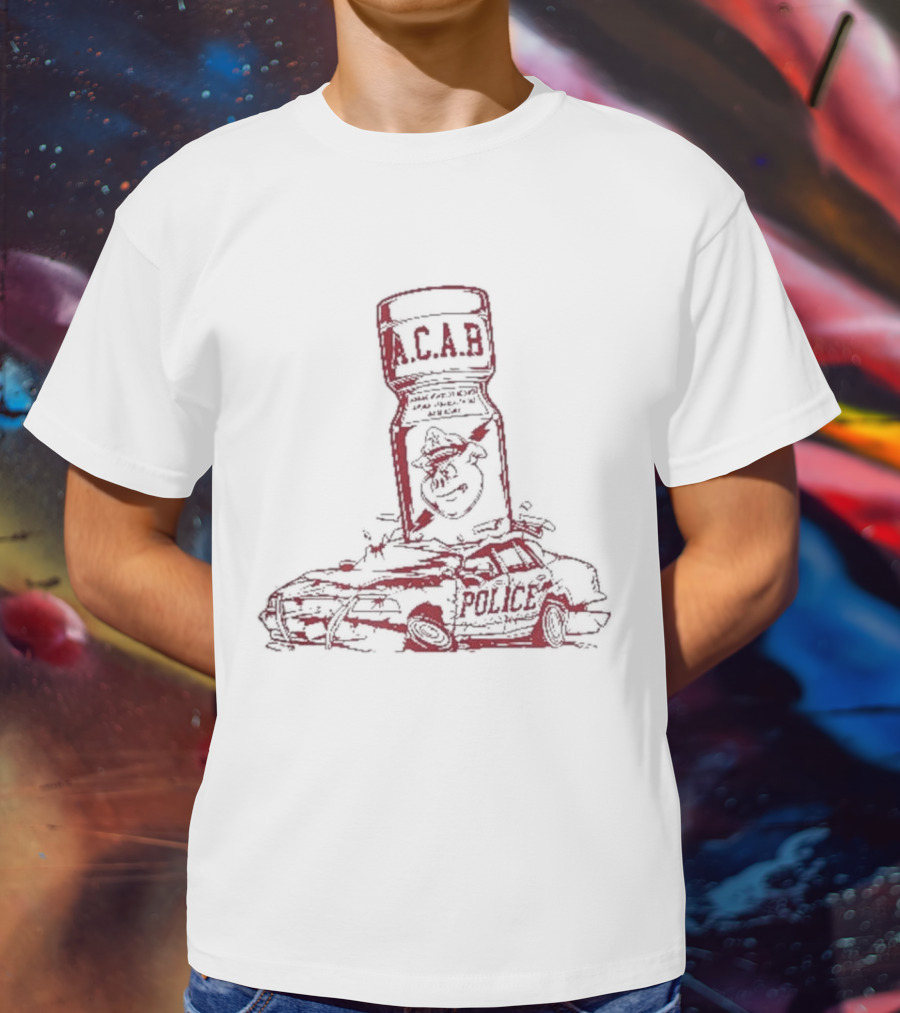 More Poppers Less Coppers ACAB Police Car T-Shirt