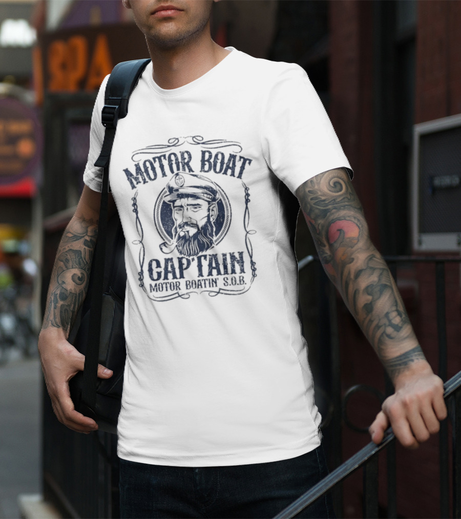 Motor Boat Captain Motor Boati Sob Vintage Nautical Theme T-Shirt