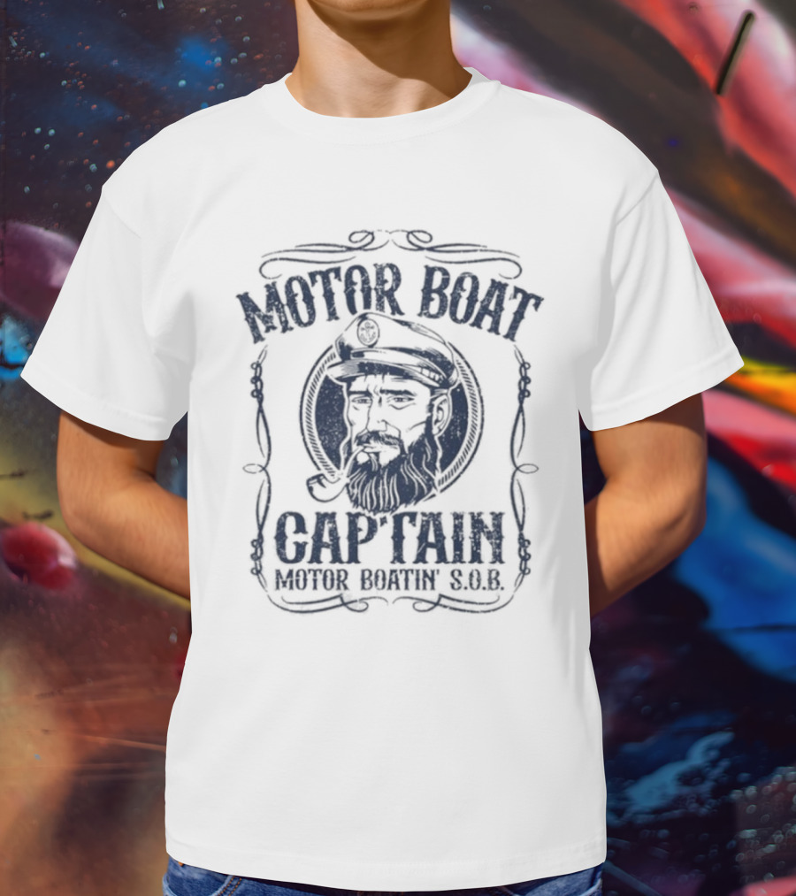 Motor Boat Captain Motor Boati Sob Vintage Nautical Theme T-Shirt