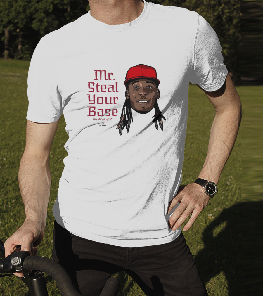 Mr Steal Your Base Elly De La Cruz Red Cap Portrait T-Shirt