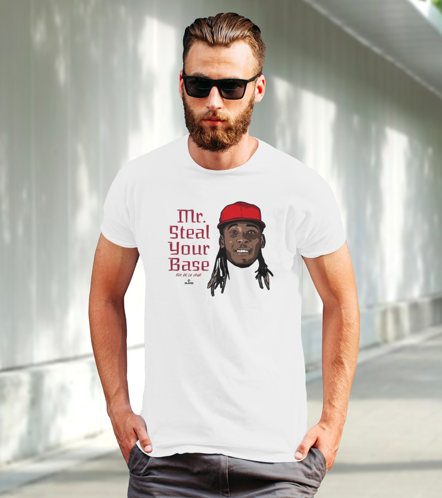 Mr Steal Your Base Elly De La Cruz Red Cap Portrait T-Shirt