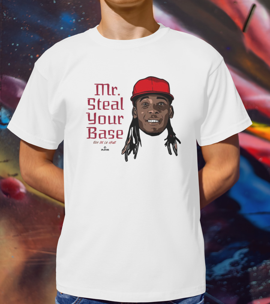 Mr Steal Your Base Elly De La Cruz Red Cap Portrait T-Shirt