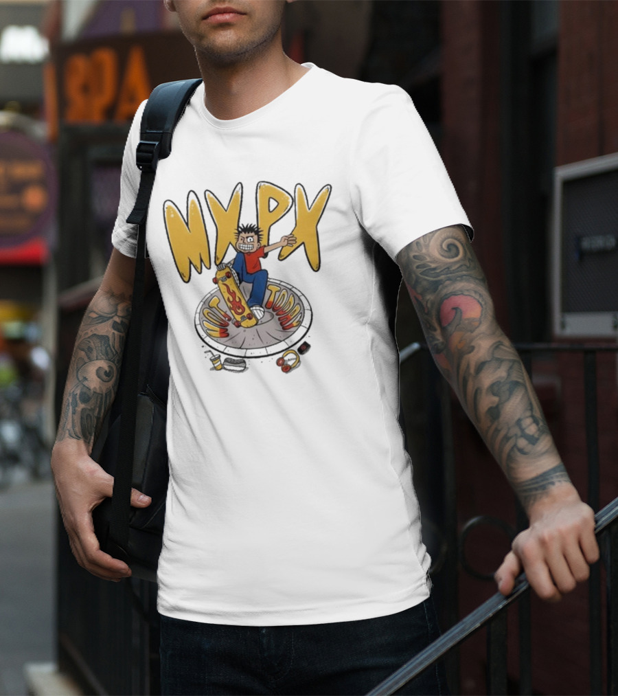MXPX Today I'm Easy Skateboard Character With Flame Deck T-Shirt