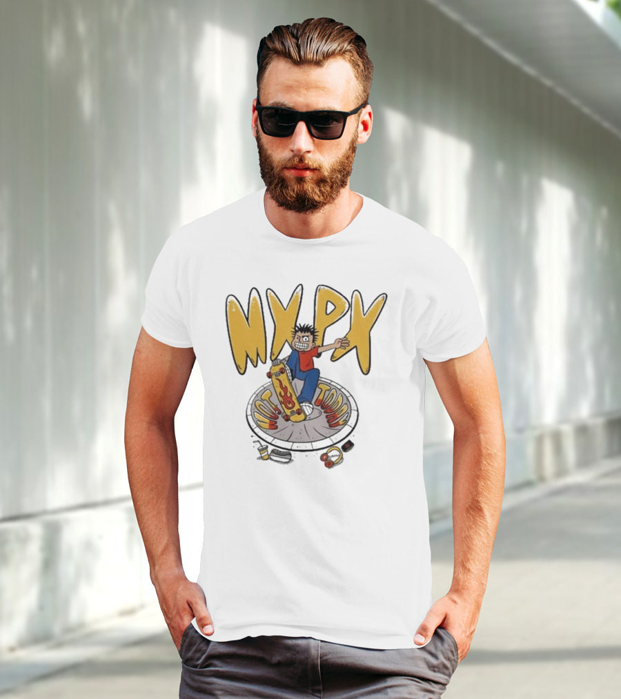 MXPX Today I'm Easy Skateboard Character With Flame Deck T-Shirt