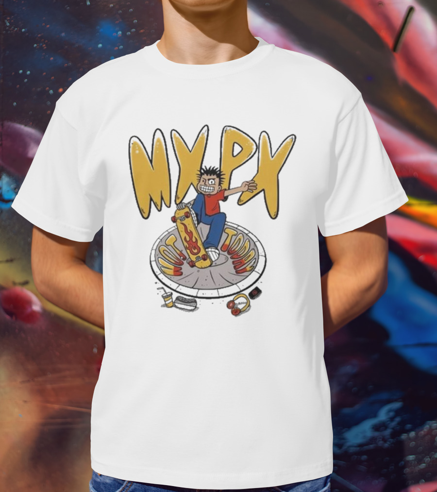 MXPX Today I'm Easy Skateboard Character With Flame Deck T-Shirt