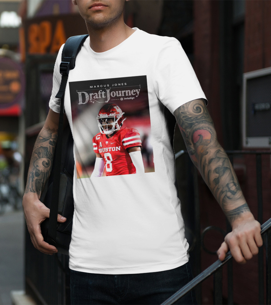 Marcus Jones New England Patriots NFL Draft Journey Houston Football T-Shirt