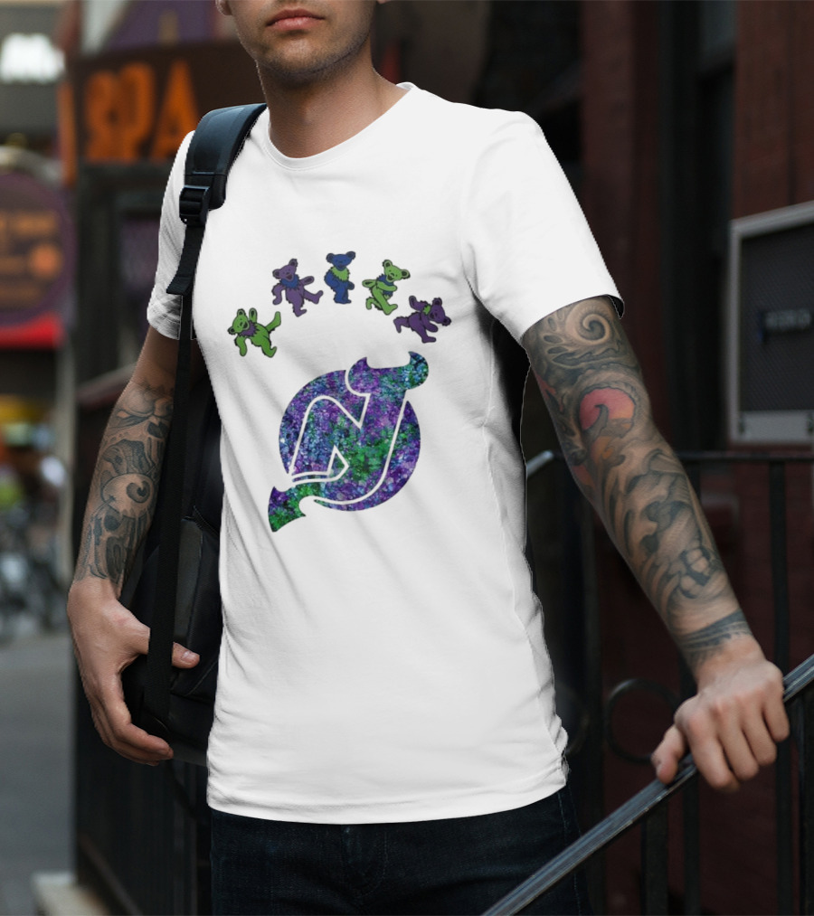 New Jersey Devils Grateful Dead Night 2025 Dancing Bears Iconic Hockey Event T-Shirt