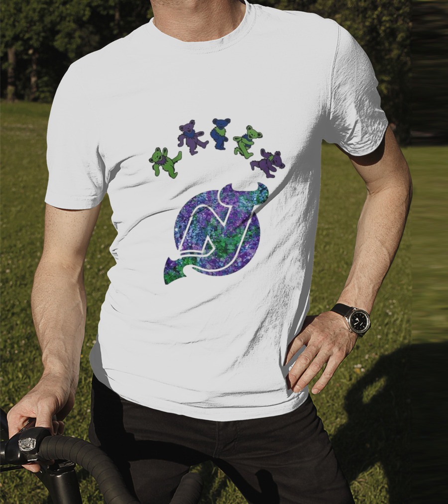 New Jersey Devils Grateful Dead Night 2025 Dancing Bears Iconic Hockey Event T-Shirt