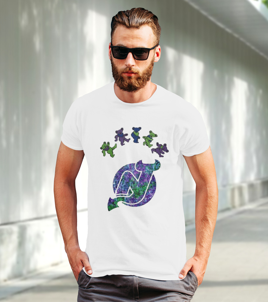 New Jersey Devils Grateful Dead Night 2025 Dancing Bears Iconic Hockey Event T-Shirt