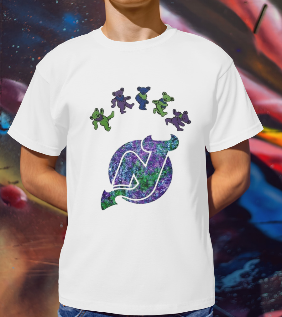 New Jersey Devils Grateful Dead Night 2025 Dancing Bears Iconic Hockey Event T-Shirt