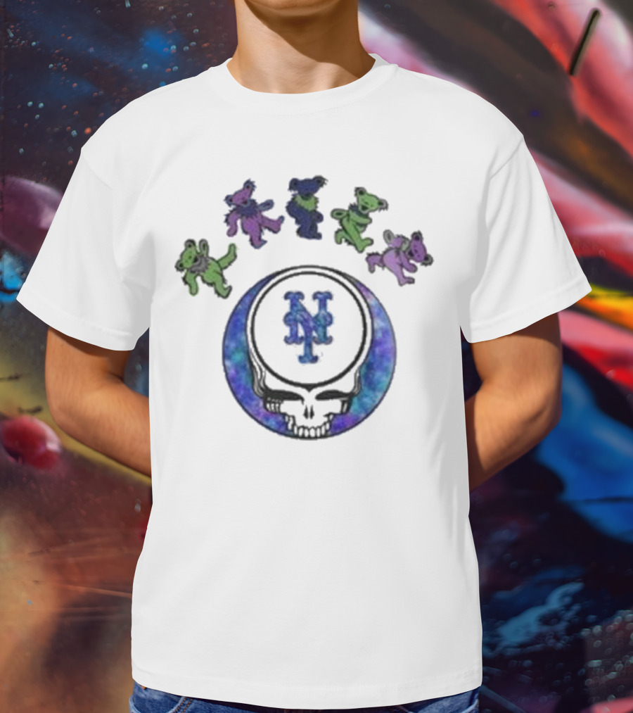 New York Mets Skull 2025 Grateful Dead Night Baseball T-Shirt