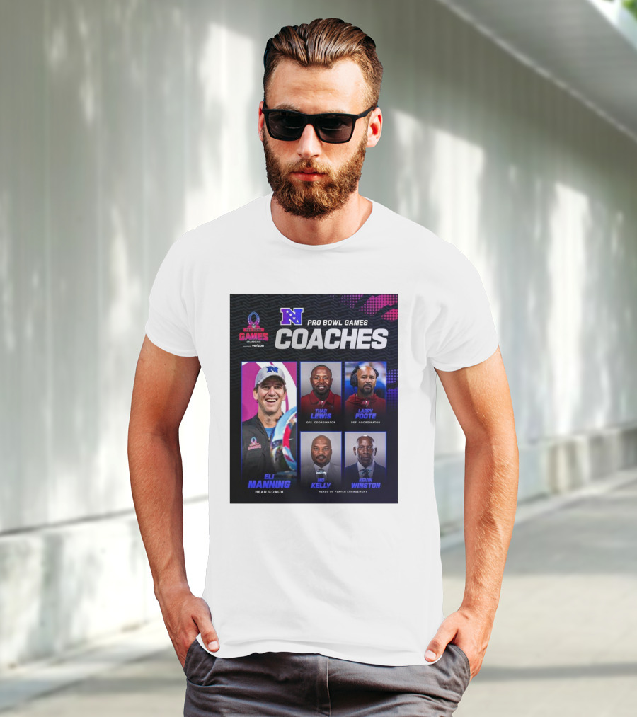 NFC Pro Bowl Games Coaches Eli Manning Thad Lewis Larry Foote Mo Kelly Kevin Winston T-Shirt