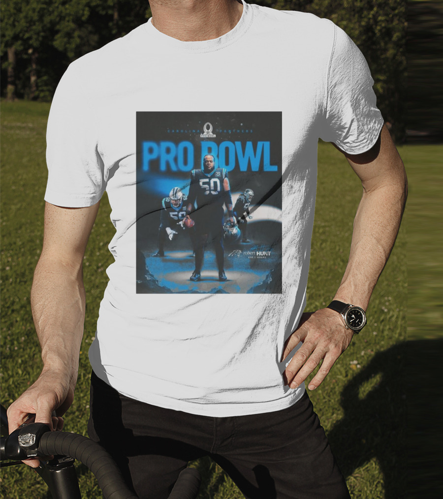 Carolina Panthers Pro Bowl 2025 Robert Hunt 50 Guard Signature NFL T-Shirt
