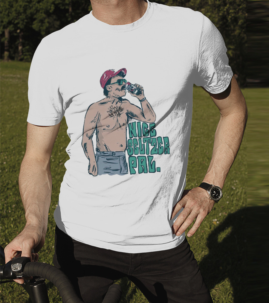 Nice Seltzer Pal 4.0 Cartoon Graphic Of Less Man In Cap And Sunglasses With Drink T-Shirt