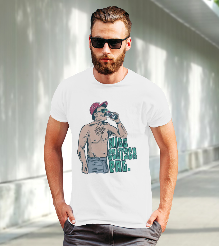 Nice Seltzer Pal 4.0 Cartoon Graphic Of Less Man In Cap And Sunglasses With Drink T-Shirt