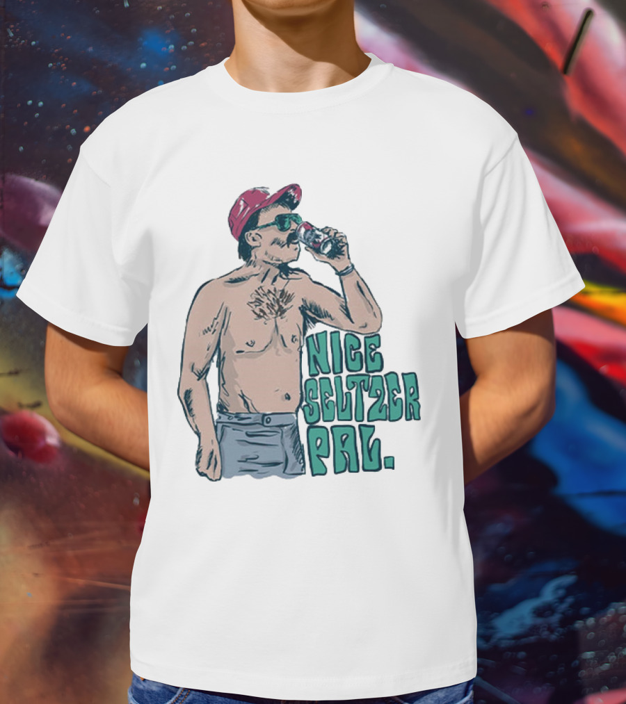 Nice Seltzer Pal 4.0 Cartoon Graphic Of Less Man In Cap And Sunglasses With Drink T-Shirt