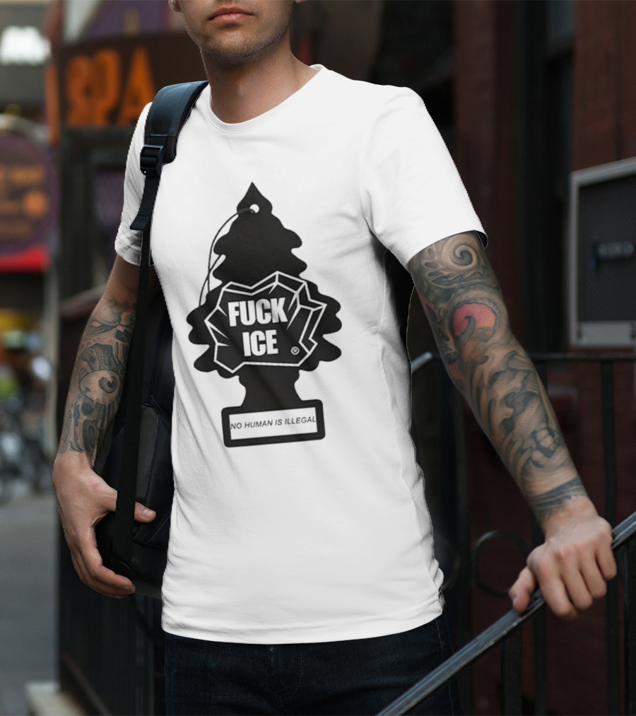 No Human Is Illegal Fuck ICE Tree Shape T-Shirt