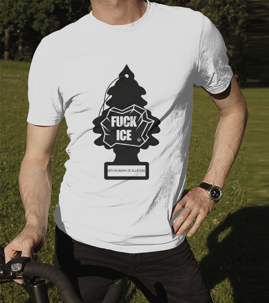 No Human Is Illegal Fuck ICE Tree Shape T-Shirt