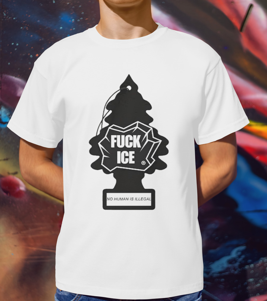 No Human Is Illegal Fuck ICE Tree Shape T-Shirt