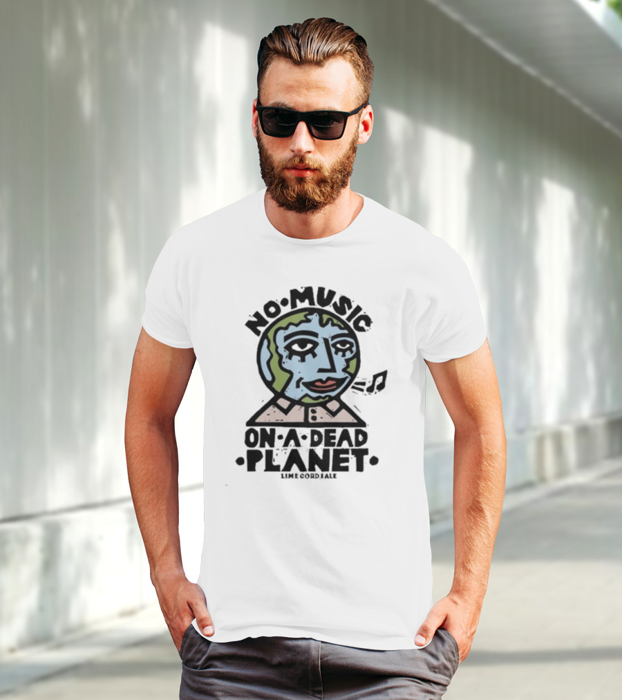 No Music On A Dead Planet Earth Head With Collar T-Shirt