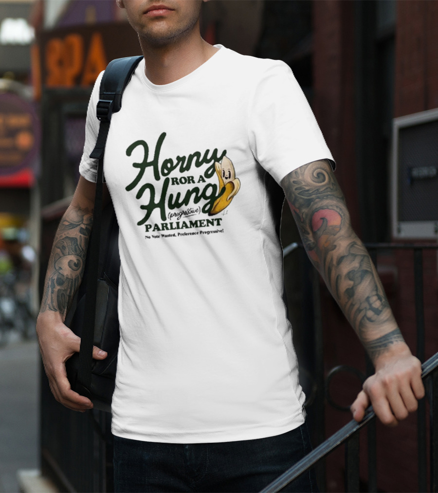 Horny For A Hung Parliament Banana Cartoon T-Shirt
