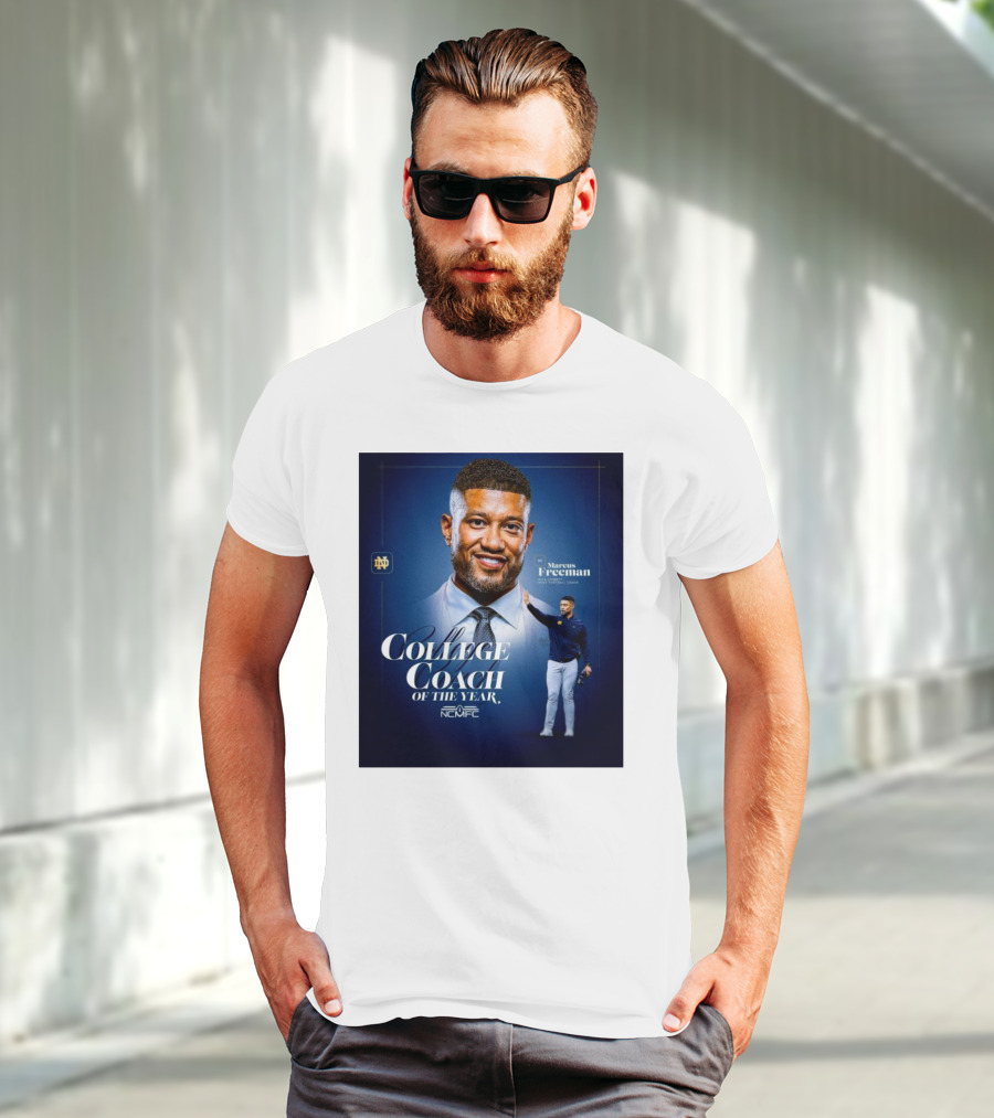 Marcus Freeman 2025 Notre Dame Fighting Irish NCMFC College Coach Of The Year T-Shirt
