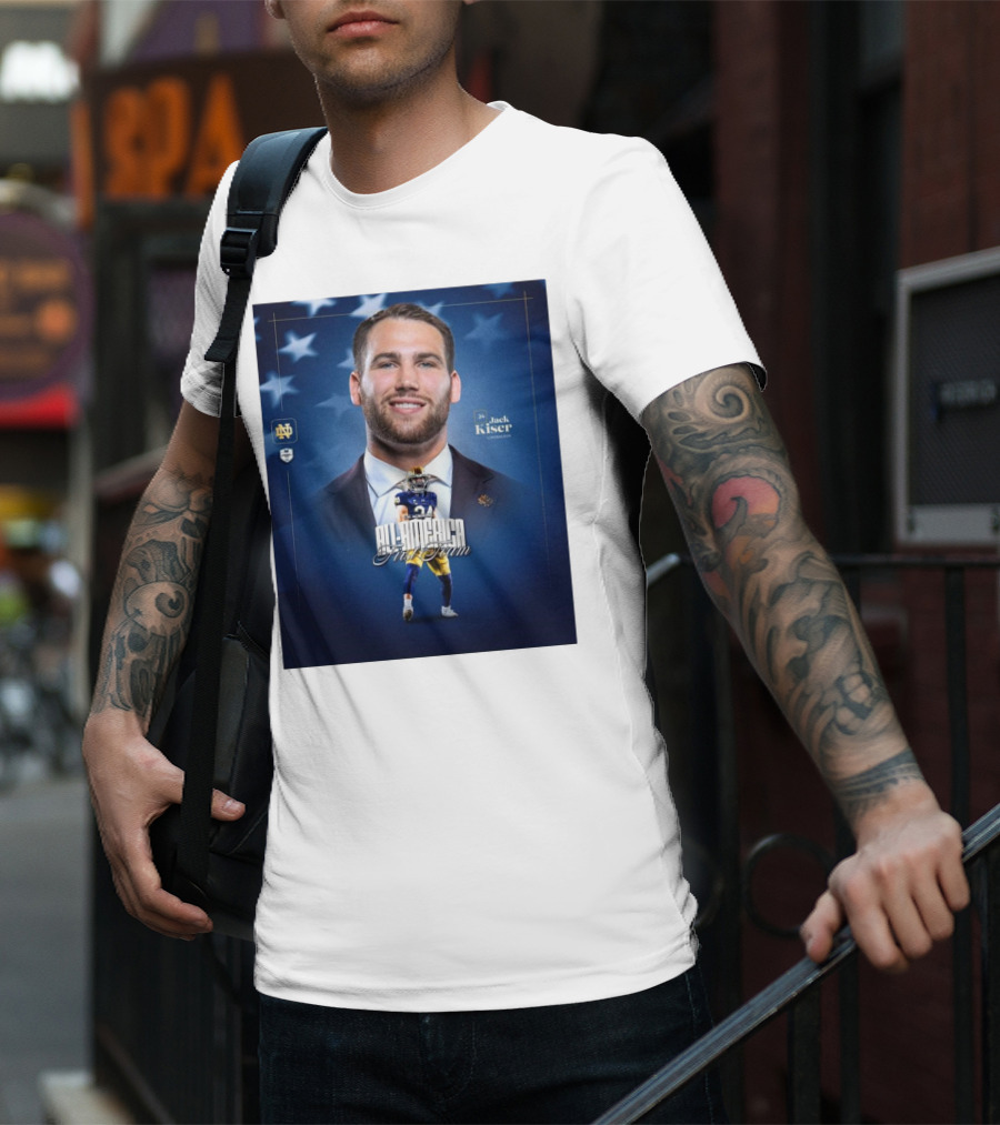 Notre Dame Football CSC Academic All-America First Team Jack Kiser Linebacker 24 Star Background T-Shirt