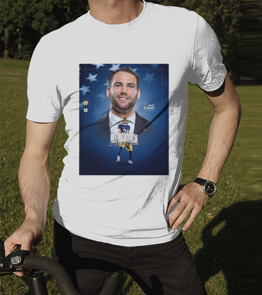 Notre Dame Football CSC Academic All-America First Team Jack Kiser Linebacker 24 Star Background T-Shirt