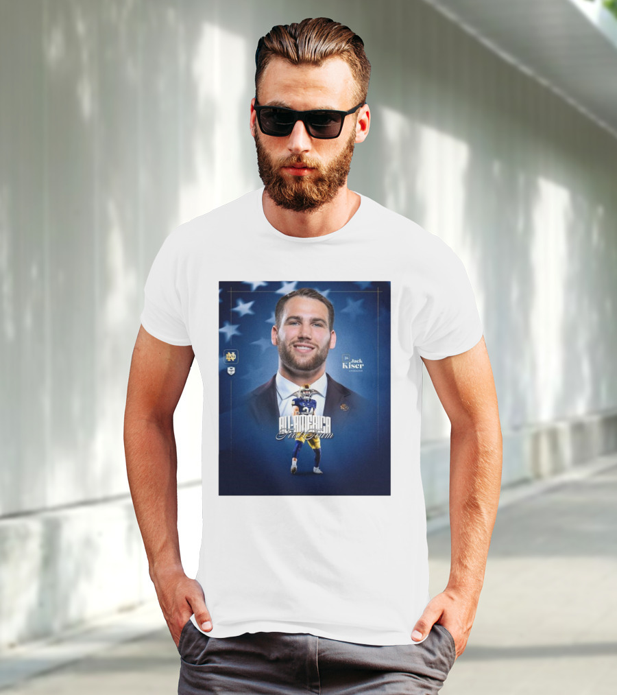 Notre Dame Football CSC Academic All-America First Team Jack Kiser Linebacker 24 Star Background T-Shirt