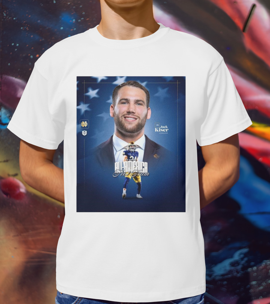 Notre Dame Football CSC Academic All-America First Team Jack Kiser Linebacker 24 Star Background T-Shirt