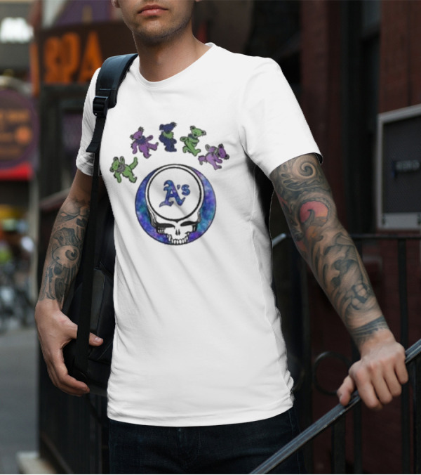 Oakland Athletics Grateful Dead Night 2025 Dancing Bears And Skull T-Shirt