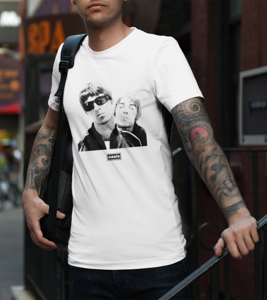 Oasis Boxed Web Exclusive Liam And Noel Gallagher Black And White T-Shirt