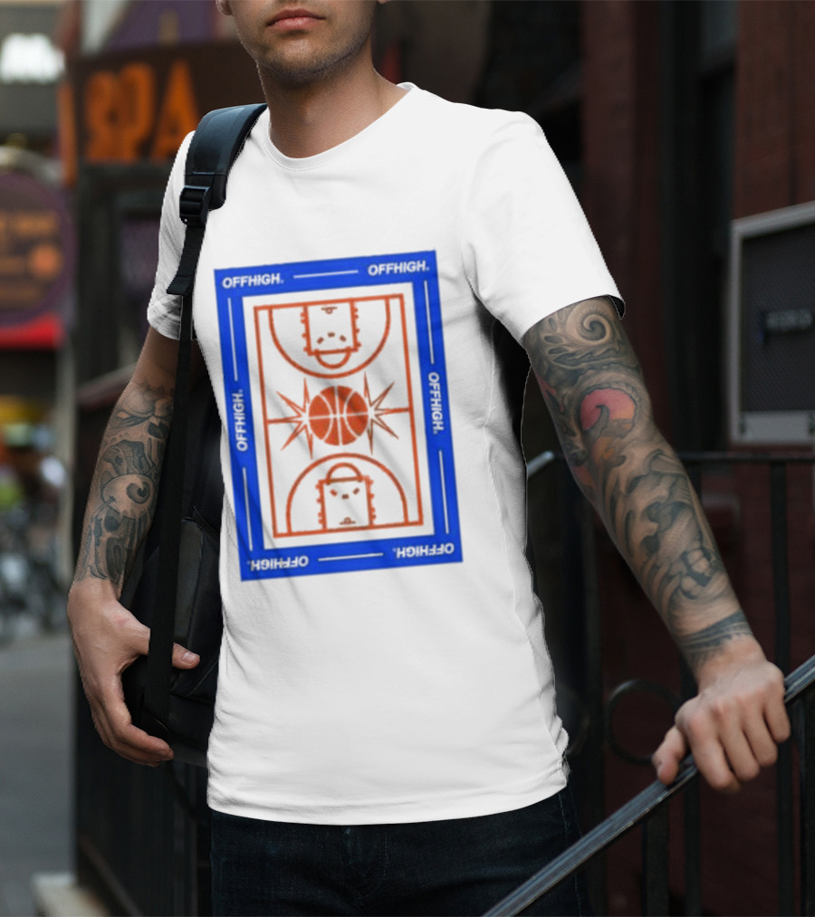Offhigh Home White Basketball Court Blueprint T-Shirt