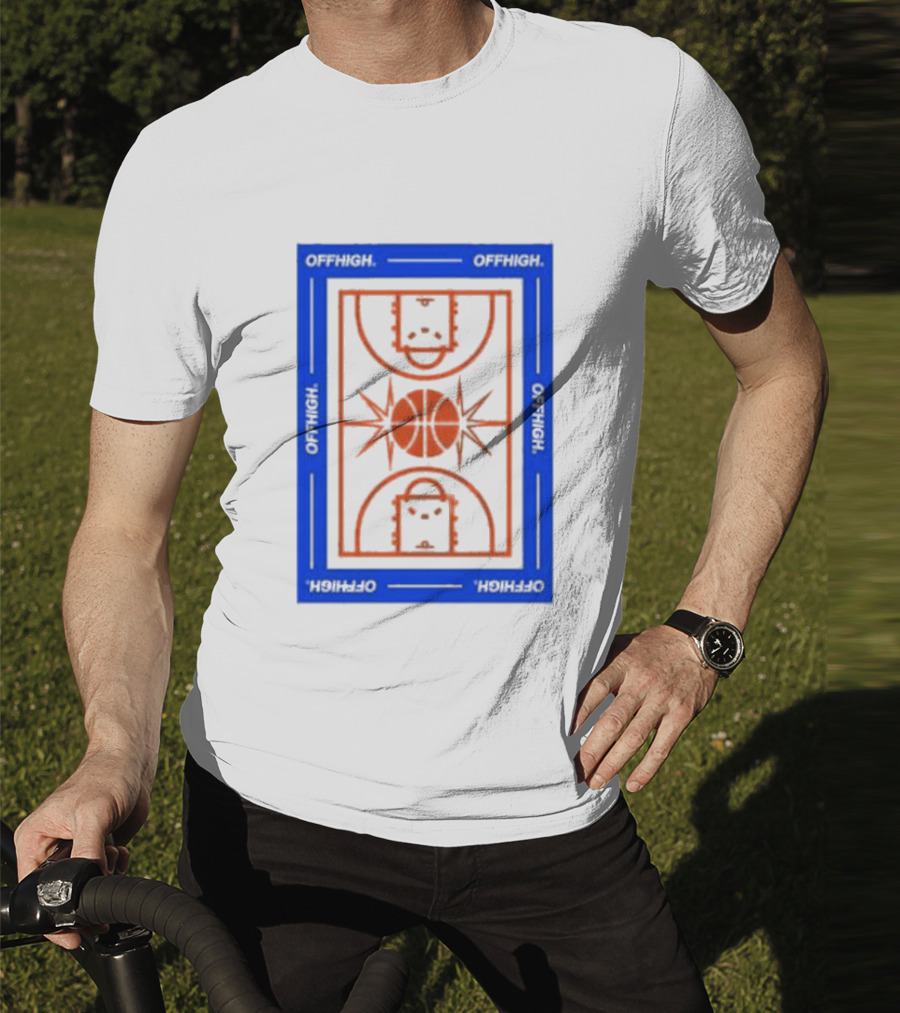 Offhigh Home White Basketball Court Blueprint T-Shirt