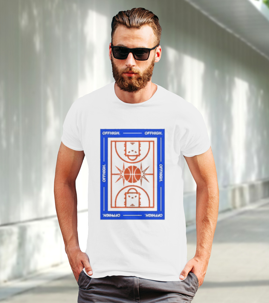 Offhigh Home White Basketball Court Blueprint T-Shirt